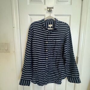 Club Monaco Navy and White Striped Shirt
